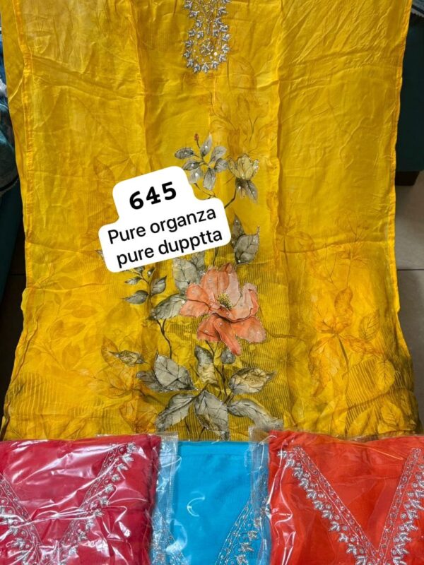 SCAK Organza Top Pure Chiffon Dupatta Unstitched Suits