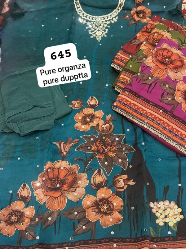 SCAK Organza Top Pure Chiffon Dupatta Unstitched Suits