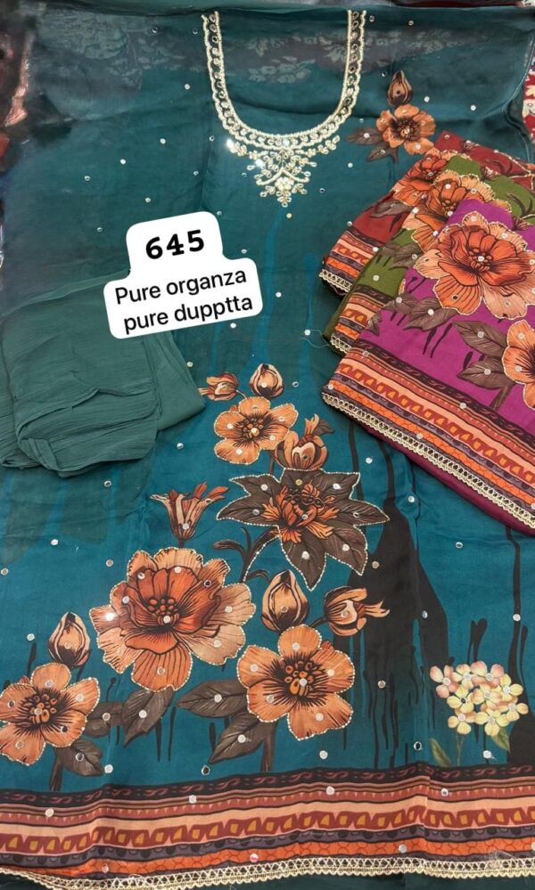 SCAK Organza Top Pure Chiffon Dupatta Unstitched Suits