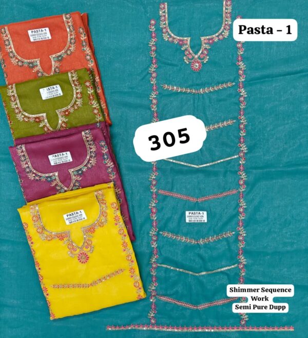 SCAK Shimmer Top Pure Chiffon Dupatta Unstitched Suits