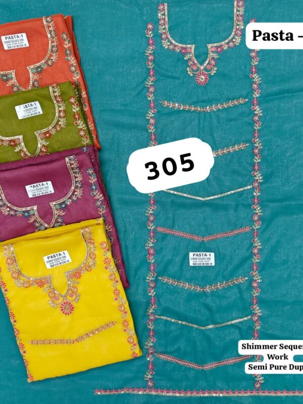 1000716252 SCAK Shimmer Top Pure Chiffon Dupatta Unstitched Suits