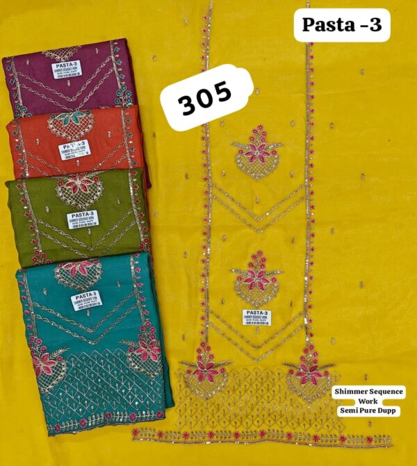 SCAK Shimmer Top Pure Chiffon Dupatta Unstitched Suits