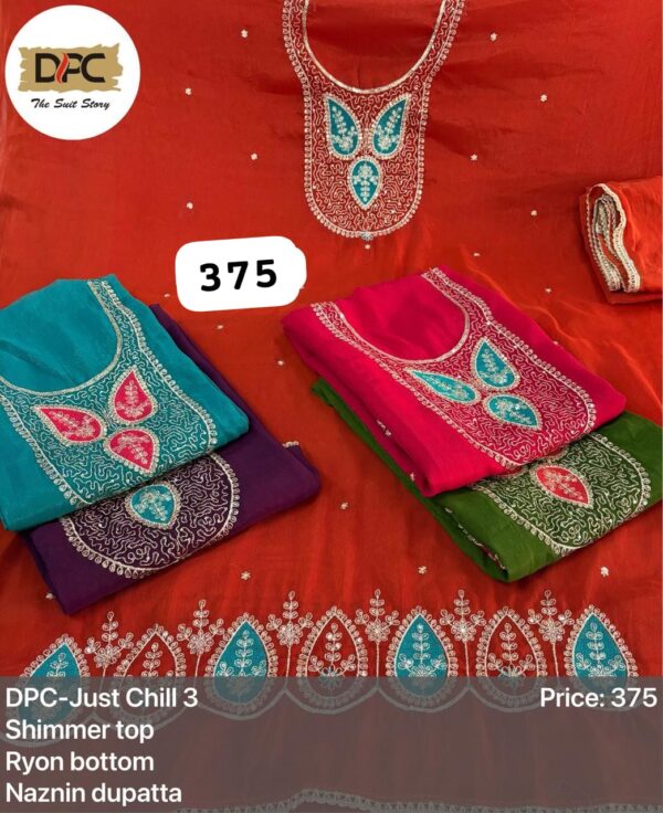 SCAK Shimmer Top Pure Chiffon Dupatta Unstitched Suits