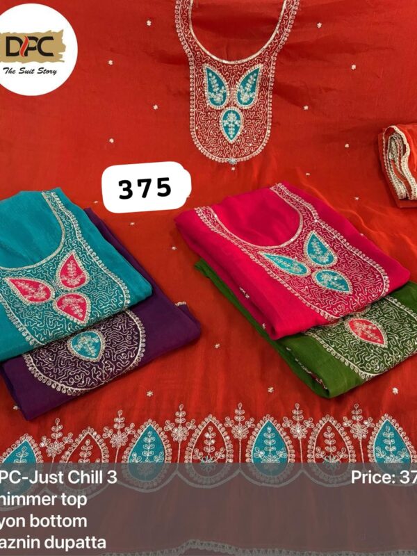 1000716265 SCAK Shimmer Top Pure Chiffon Dupatta Unstitched Suits