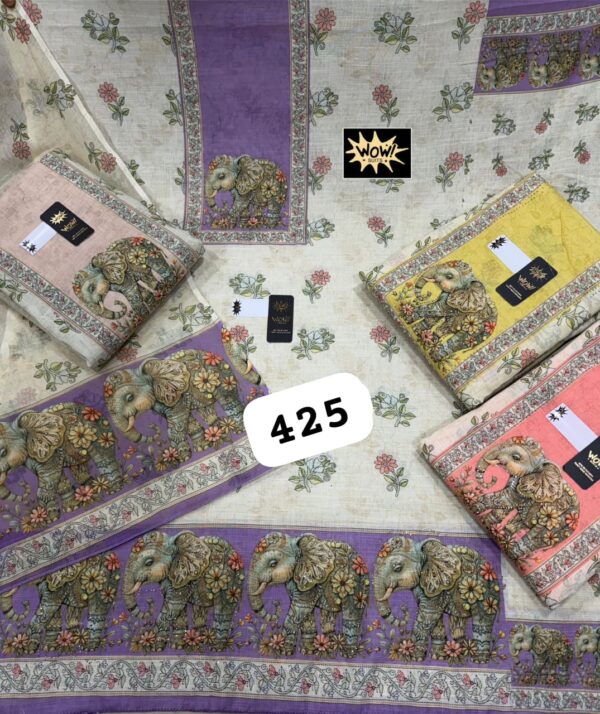 1000716267 Wow Linen Top Linen Dupatta Unstitched Suits