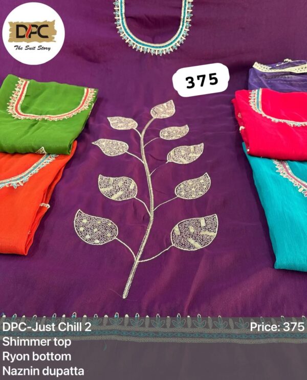 DPC Shimmer Top Pure Chiffon Dupatta Unstitched Suits