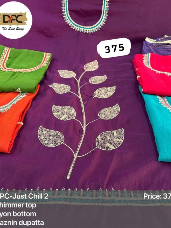 DPC Shimmer Top Pure Chiffon Dupatta Unstitched Suits