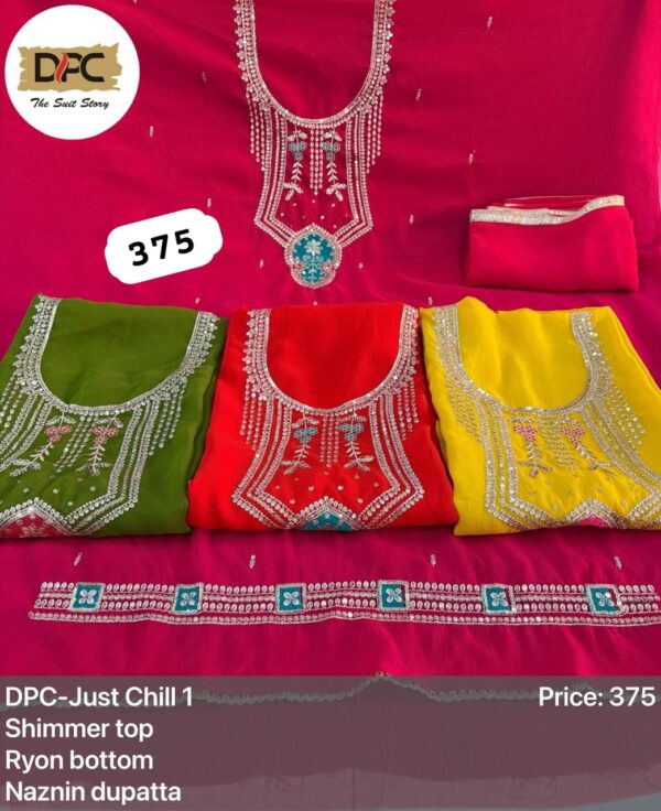 SCAK Shimmer Top Pure Chiffon Dupatta Unstitched Suits