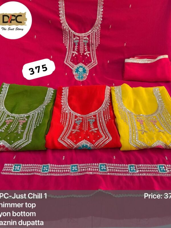 1000716272 SCAK Shimmer Top Pure Chiffon Dupatta Unstitched Suits