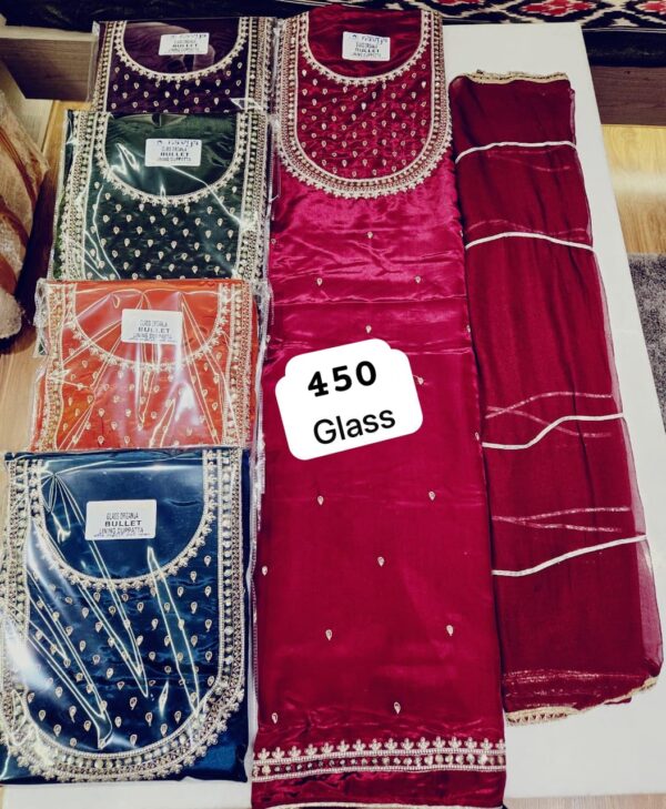 SCAK Glass Top Pure Chiffon Dupatta Unstitched Suits