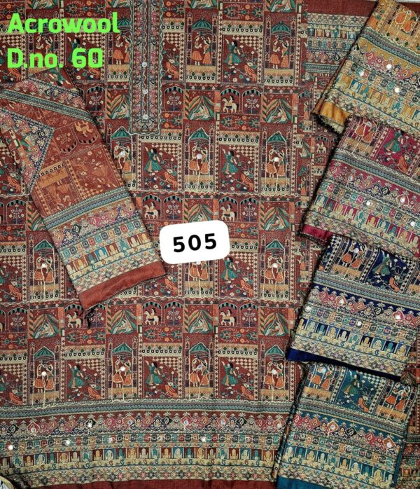 1000718213 SCAK Acrowool Top Acrowool Dupatta Unstitched Suits