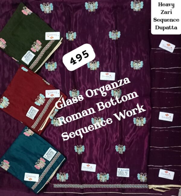 Swastik Shimmer Top Pure Chiffon Dupatta Unstitched Suits