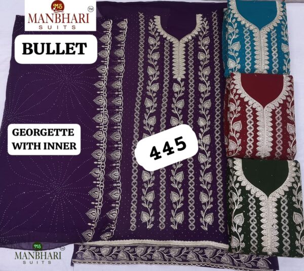 1000718239 Manbhari Georgette Top Pure Chiffon Dupatta Unstitched Suits