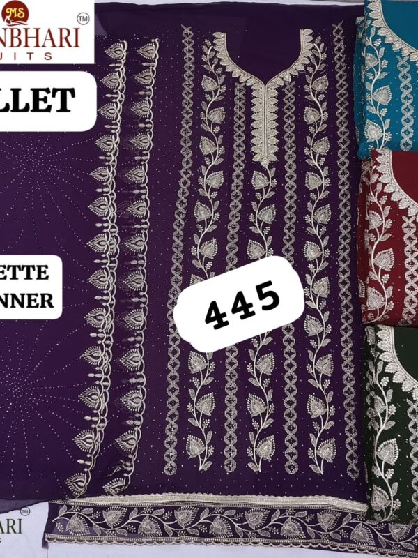 1000718239 Manbhari Georgette Top Pure Chiffon Dupatta Unstitched Suits