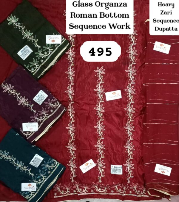 1000718240 Swastik Glass Top Pure Chiffon Dupatta Unstitched Suits