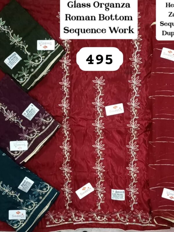 Swastik Glass Top Pure Chiffon Dupatta Unstitched Suits