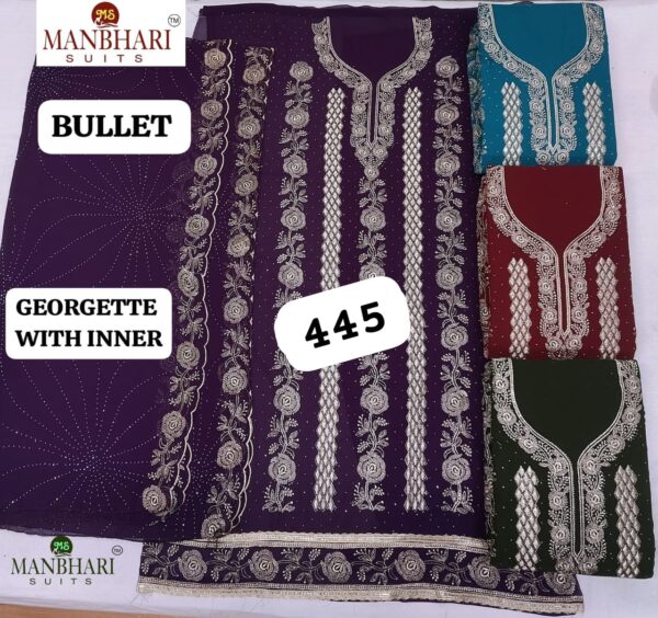 1000718241 Manbhari Georgette Top Pure Chiffon Dupatta Unstitched Suits