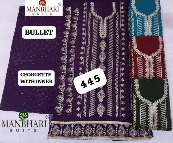 1000718242 Manbhari Georgette Top Pure Chiffon Dupatta Unstitched Suits