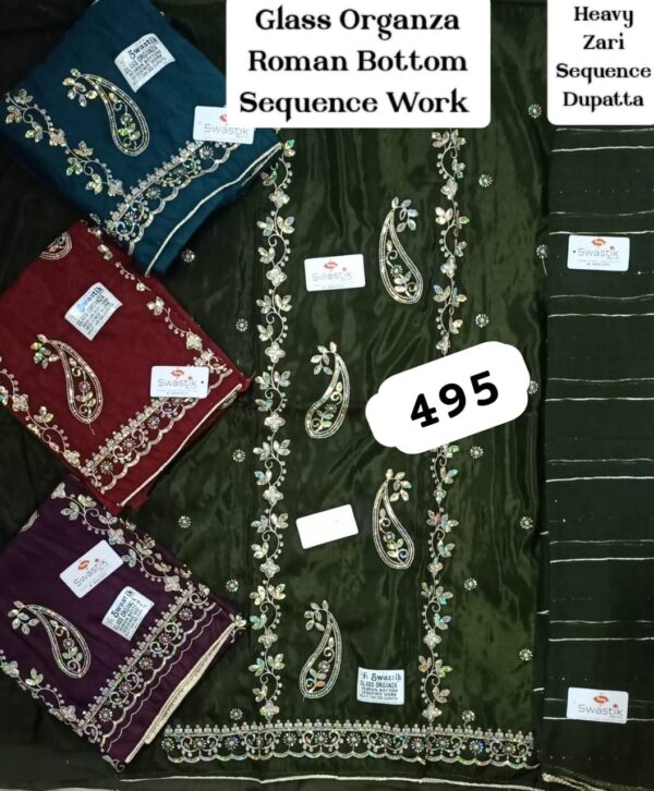 Swastik Glass Top Pure Chiffon Dupatta Unstitched Suits