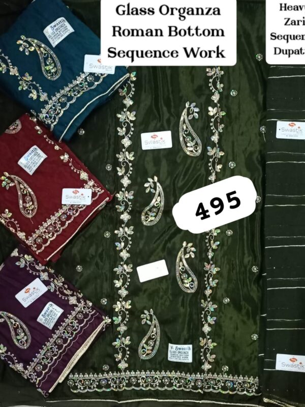 Swastik Glass Top Pure Chiffon Dupatta Unstitched Suits