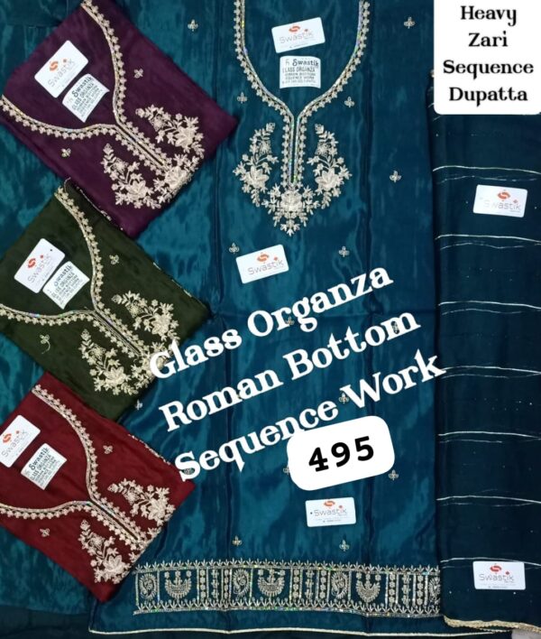 Swastik Glass Top Pure Chiffon Dupatta Unstitched Suits