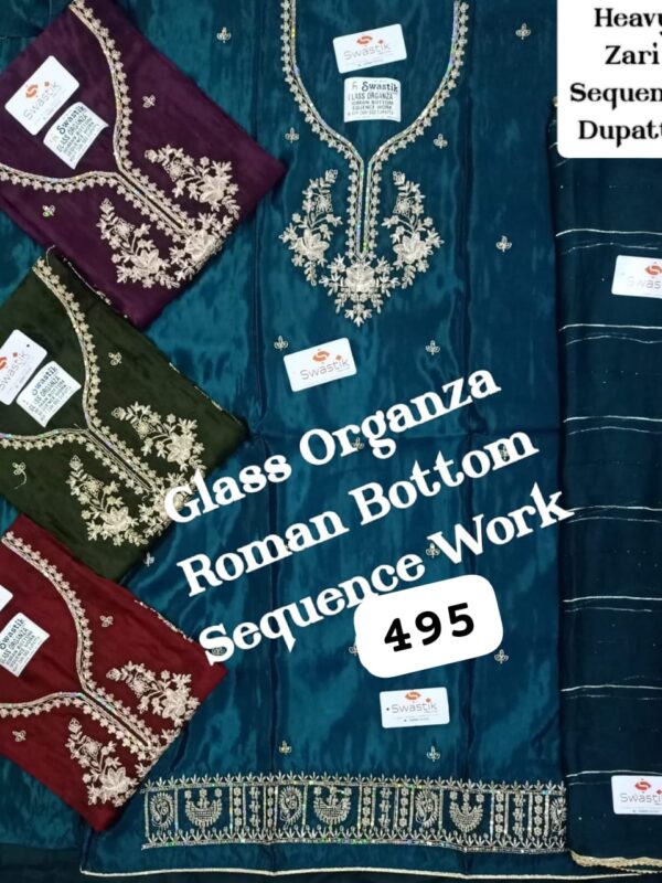 Swastik Glass Top Pure Chiffon Dupatta Unstitched Suits