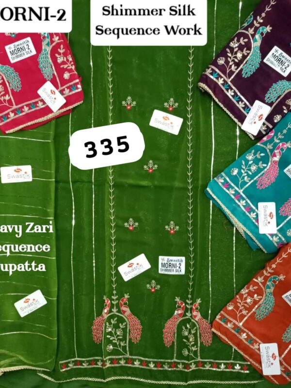 Swastik Shimmer Top Pure Chiffon Dupatta Unstitched Suits