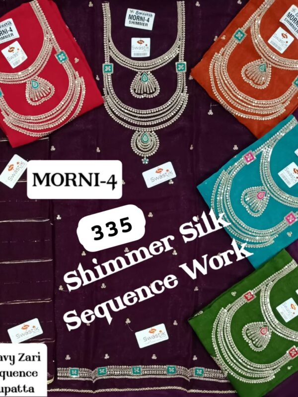 Swastik Shimmer Top Pure Chiffon Dupatta Unstitched Suits