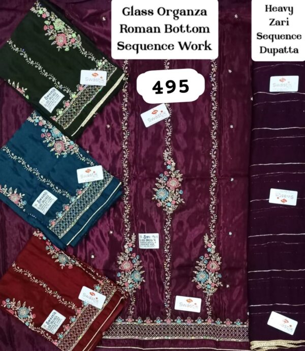 Swastik Glass Top Pure Chiffon Dupatta Unstitched Suits