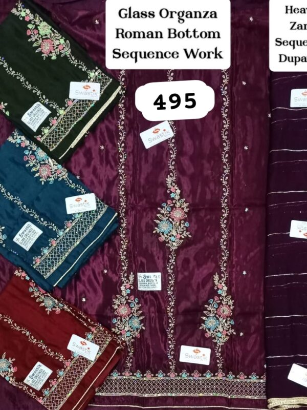 Swastik Glass Top Pure Chiffon Dupatta Unstitched Suits