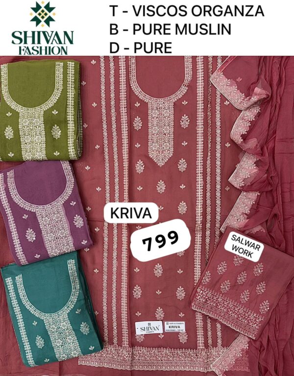 Shivansh Organza Top Pure Chiffon Dupatta Unstitched Suits