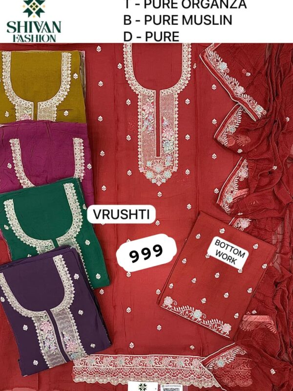 1000718545 Shivansh Organza Top Pure Chiffon Dupatta Unstitched Suits