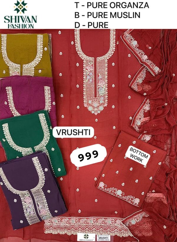 Shivansh Organza Top Pure Chiffon Dupatta Unstitched Suits