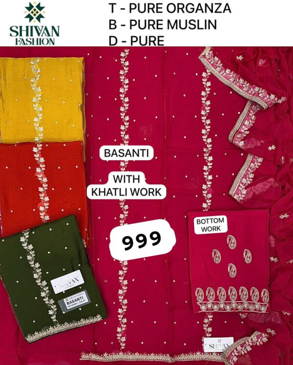 Shivansh Organza Top Pure Chiffon Dupatta Unstitched Suits