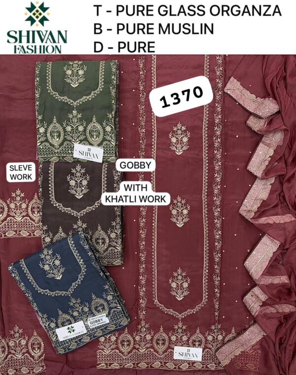 Shivansh Organza Top Pure Chiffon Dupatta Unstitched Suits