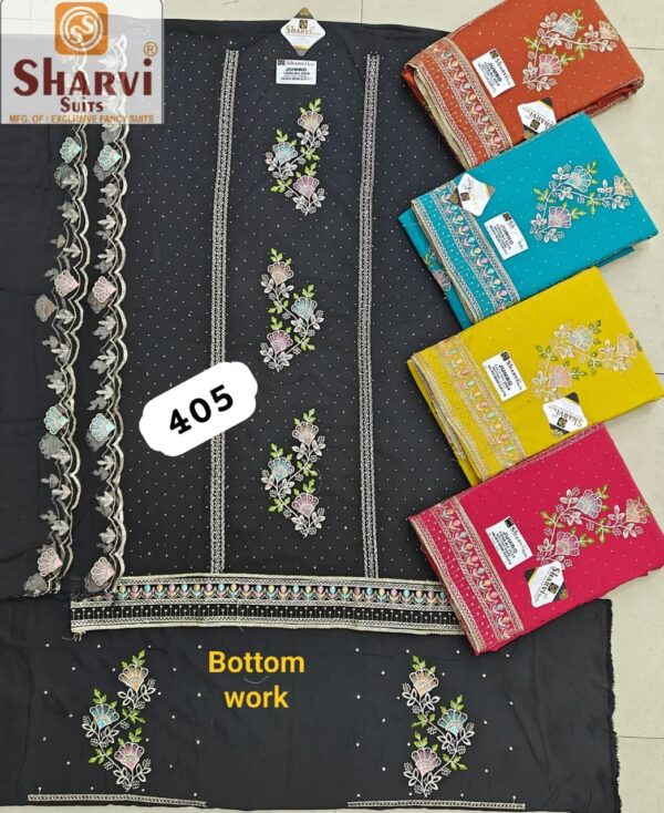 1000720837 Sharvi Fiona Top Pure Chiffon Dupatta Unstitched Suits