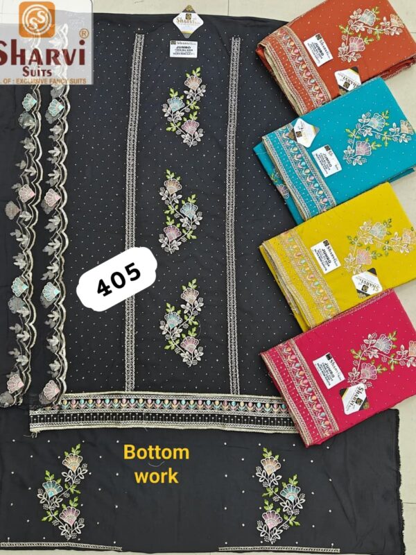 1000720837 Sharvi Fiona Top Pure Chiffon Dupatta Unstitched Suits