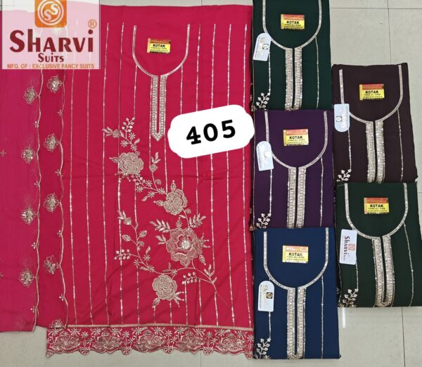 1000720847 Sharvi Fiona Top Pure Chiffon Dupatta Unstitched Suits