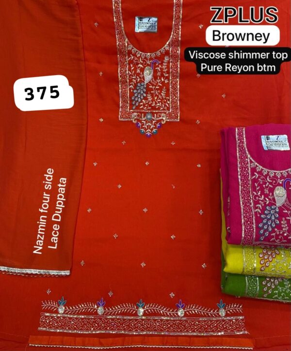 SCAK Shimmer Top Pure Chiffon Dupatta Unstitched Suits