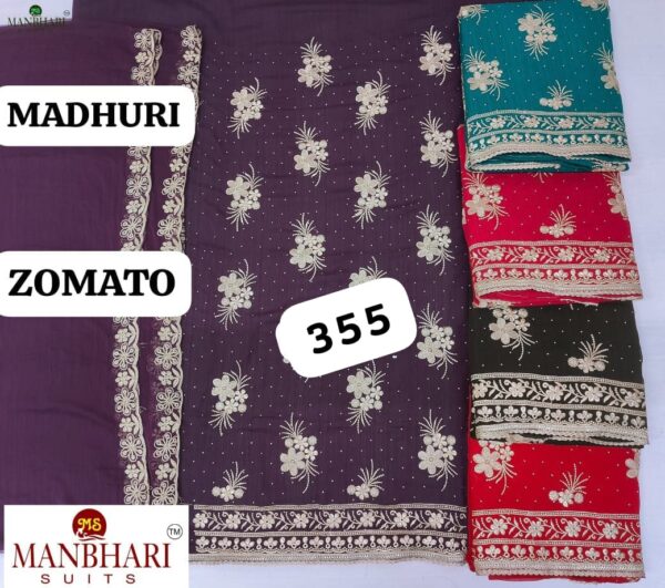 Manbhari Fiona Top Pure Chiffon Dupatta Unstitched Suits