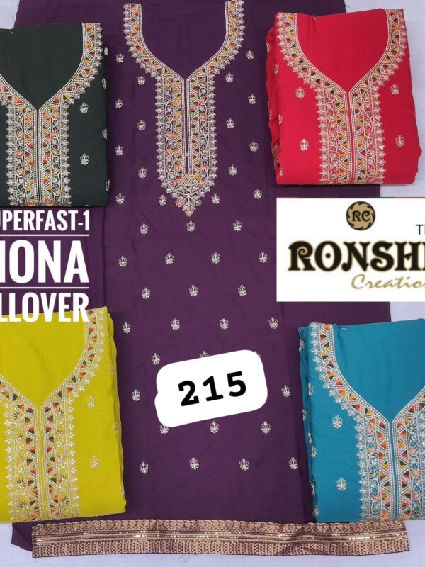 1000740552 Ronshi Fiona Top Pure Chiffon Dupatta Unstitched Suits
