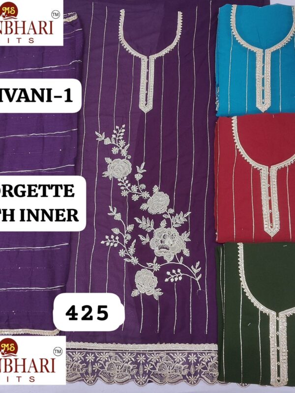 Manbhari Georgette Top Pure Chiffon Dupatta Unstitched Suits