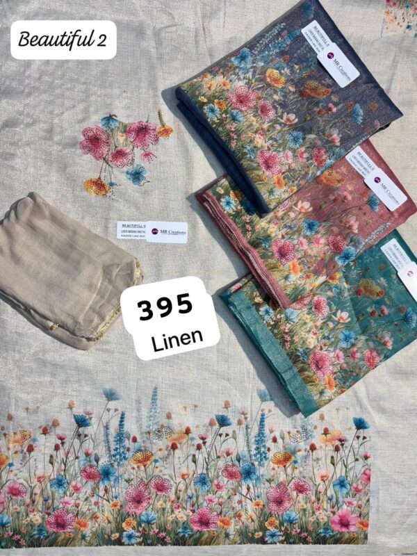 1000740563 SCAK Linen Top Pure Chiffon Dupatta Unstitched Suits