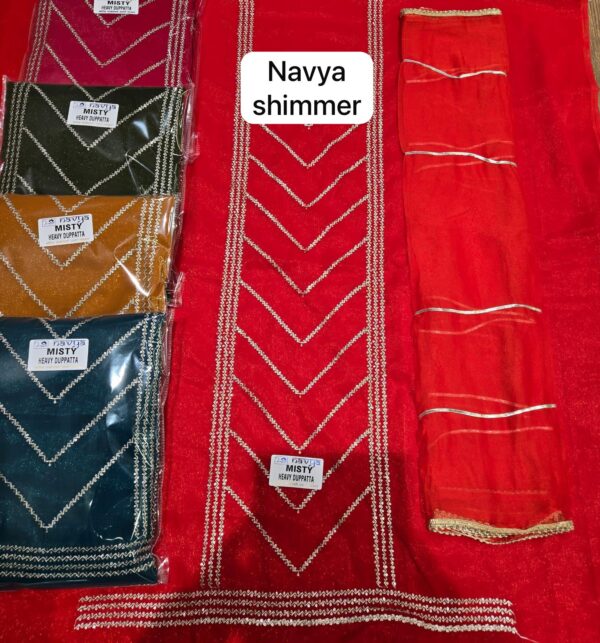 Navya Shimmer Top Pure Chiffon Dupatta Unstitched Suits
