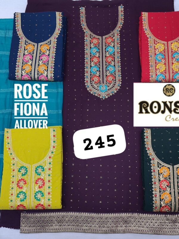 1000740576 Ronshi Fiona Top Pure Chiffon Dupatta Unstitched Suits