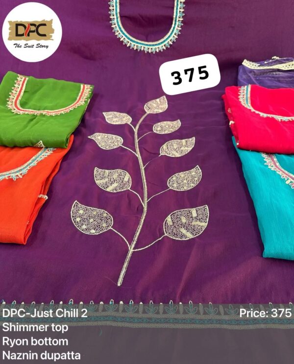 DPC Shimmer Top Pure Chiffon Dupatta Unstitched Suits