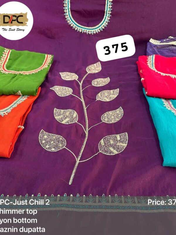 DPC Shimmer Top Pure Chiffon Dupatta Unstitched Suits