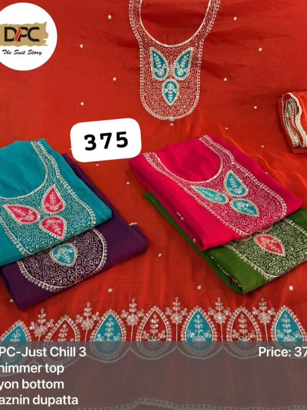 DPC Shimmer Top Pure Chiffon Dupatta Unstitched Suits