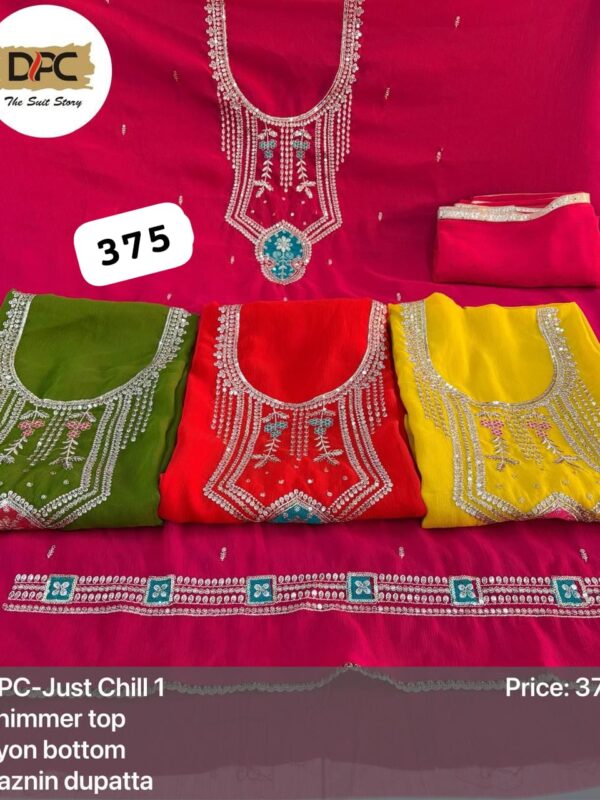 DPC Shimmer Top Pure Chiffon Dupatta Unstitched Suits