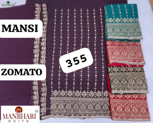 1000740591 Manbhari Fiona Top Pure Chiffon Dupatta Unstitched Suits